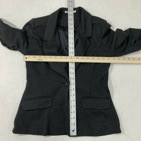 Have & Have Blazer Womens Size M Dark Gray Notch Collar One Button Cinch Sleeves - Picture 6 of 12